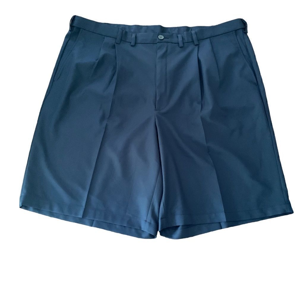 Cool 18 Pro Mens Pleat Front Performance Golf Shorts Navy Blue Sz 46